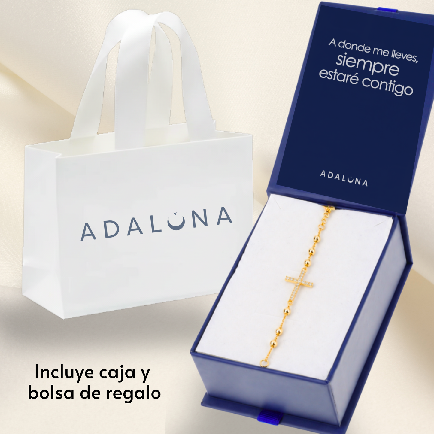 Pulsera Decenario con Cruz - Oro 14k laminado con zirconias incrustadas