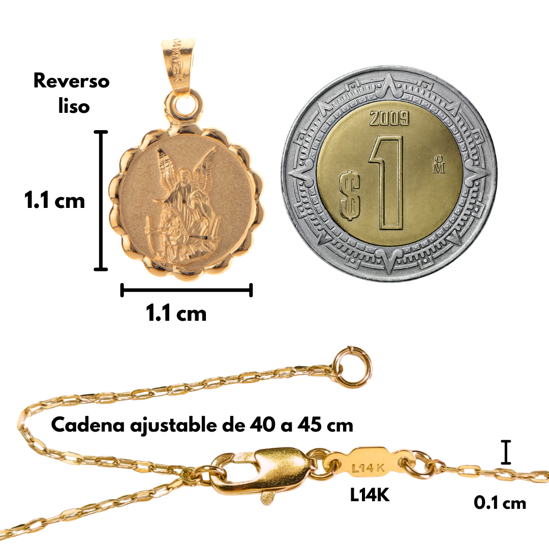 Medalla bautizo Ángel de la Guarda con cadena - Oro 14K laminado