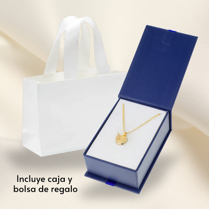 Medalla bautizo San Miguel Arcángel redonda con cadena - Oro 14K laminado