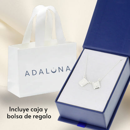Escapulario Virgen del Carmen y Sagrado Corazón de Jesús con cadena - Plata 925
