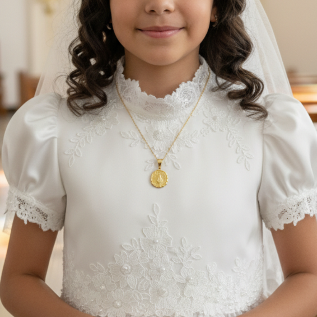 Medalla Virgen San Juan de los Lagos con cadena - Oro 14K laminado