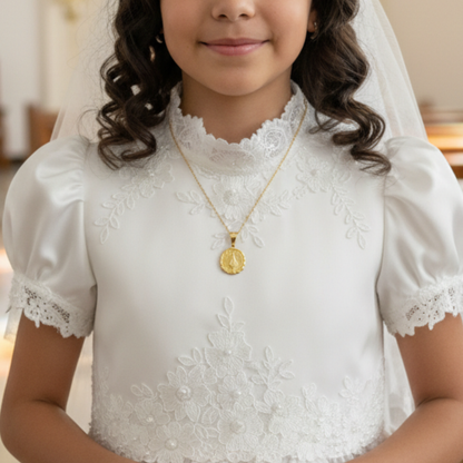 Medalla Virgen San Juan de los Lagos con cadena - Oro 14K laminado