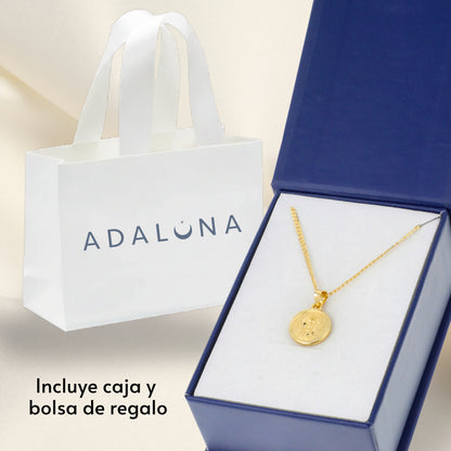 Medalla Escapulario Virgen del Carmen y Sagrado Corazón de Jesús - Oro 14k Laminado Sin Cadena