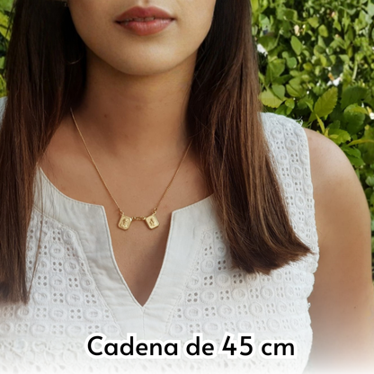 Escapulario Virgen del Carmen y Sagrado Corazón de Jesús - Oro 14k laminado