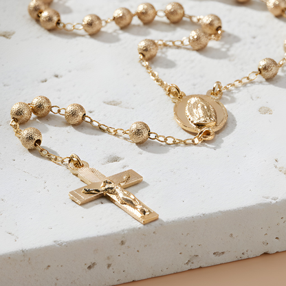 Rosario Virgen de Guadalupe y Cristo - Oro 14k laminado - Azucarado
