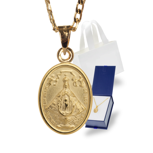 Medalla Virgen San Juan de los Lagos con cadena - Oro 14K laminado