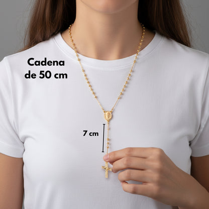 Rosario Virgen de Guadalupe y Cristo - Oro 14k laminado - Liso