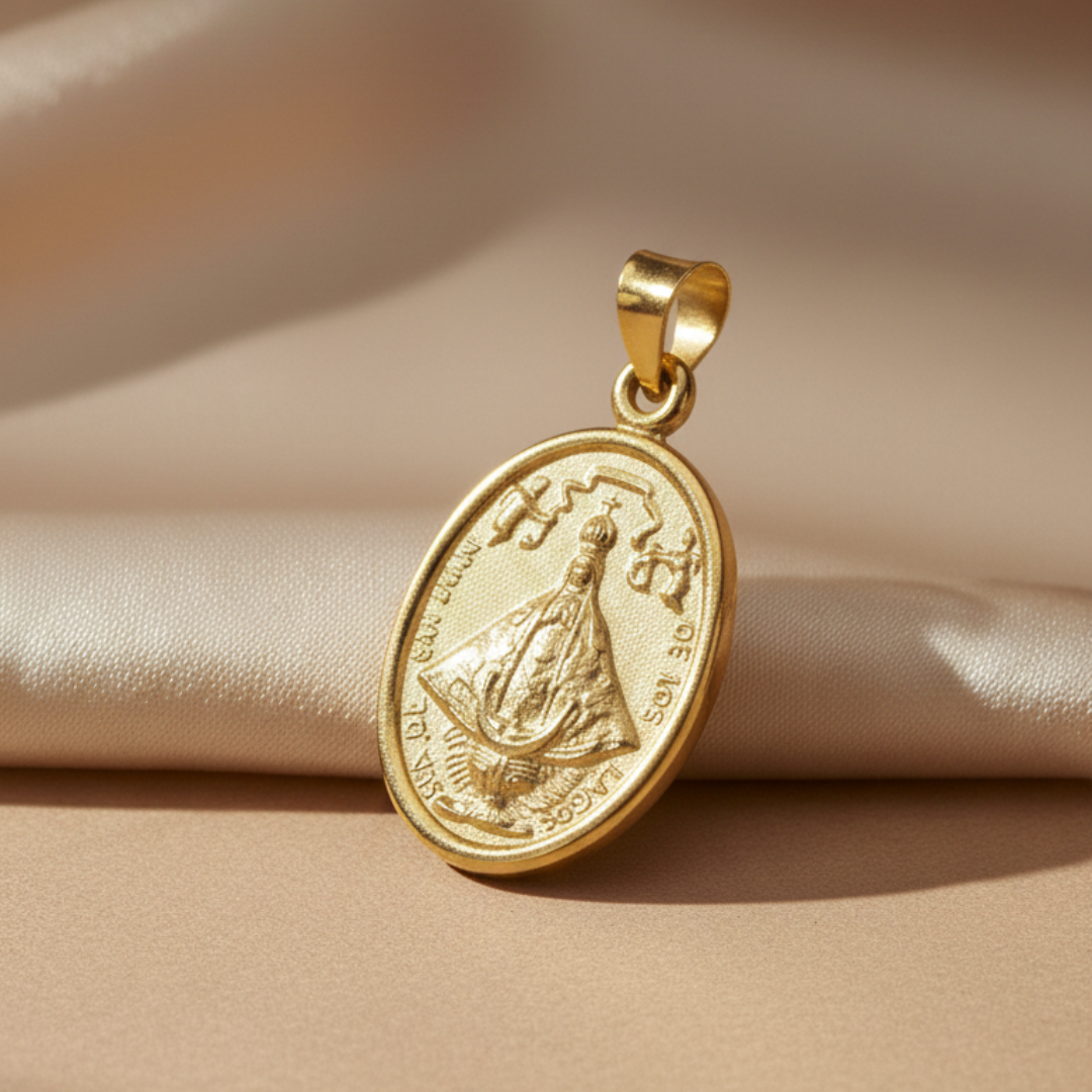 Medalla Virgen San Juan de los Lagos con cadena - Oro 14K laminado