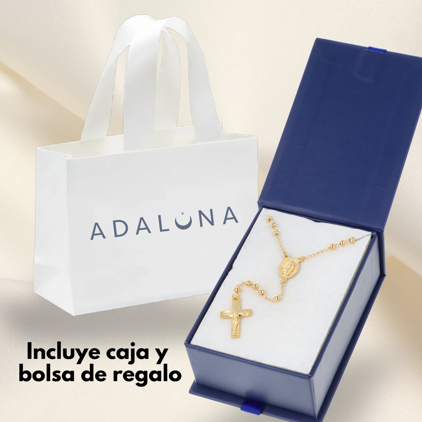 Rosario Virgen de Guadalupe y Cristo - Oro 14k laminado - Liso