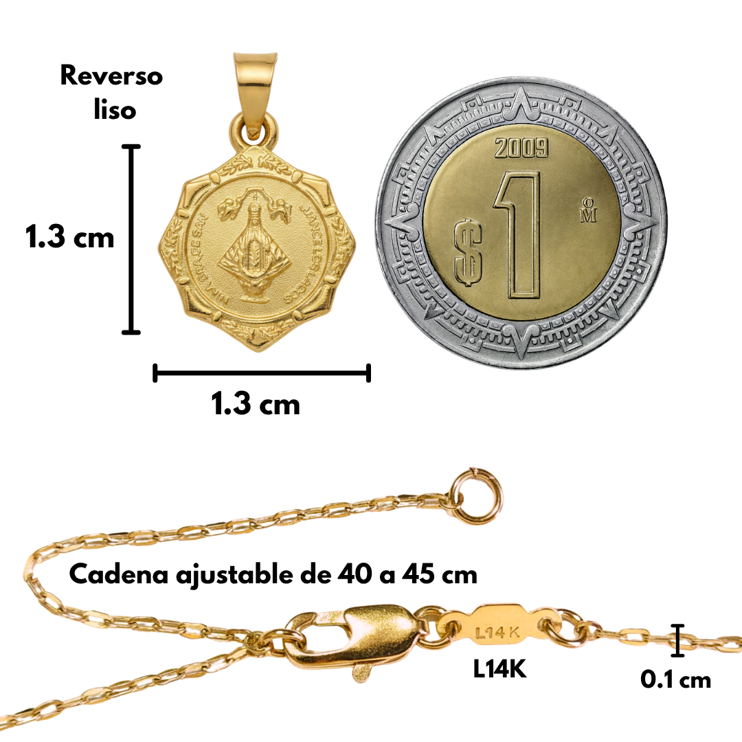 Medalla Bautizo Virgen San Juan de los Lagos con cadena - Oro 14K laminado
