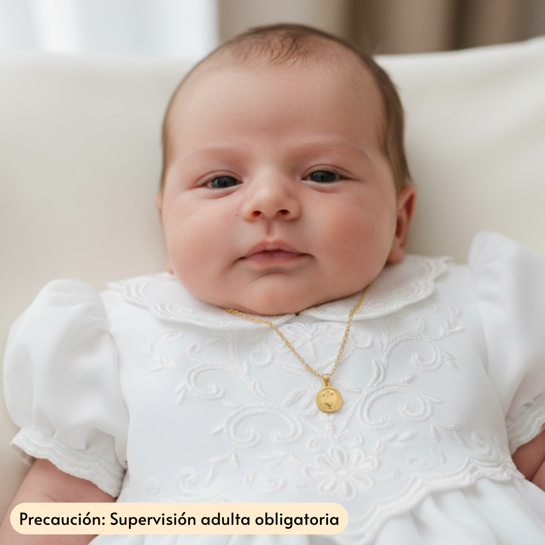 Medalla Bautizo Virgen San Juan de los Lagos con cadena - Oro 14K laminado