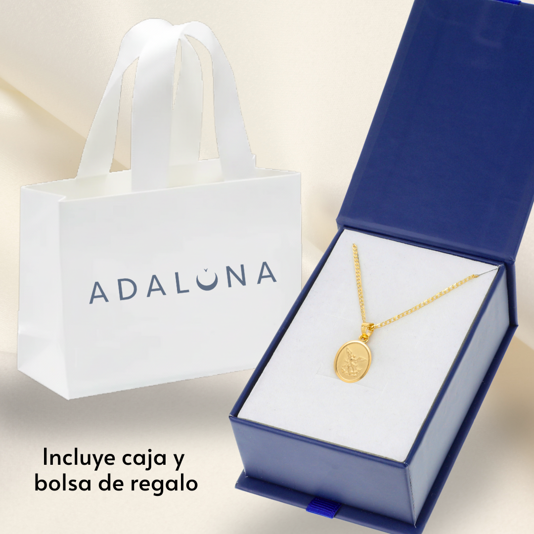Medalla San Miguel Arcángel oval con cadena - Oro 14K laminado