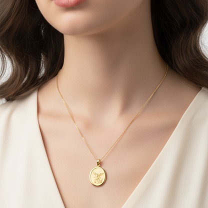 Medalla San Miguel Arcángel oval con cadena - Oro 14K laminado