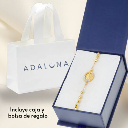 Pulsera Decenario Virgen de Guadalupe - Oro 14k laminado con zirconias incrustadas
