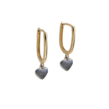 Huggies Corazón Oro Amarillo con Oro Blanco - Oro 10K Sólido