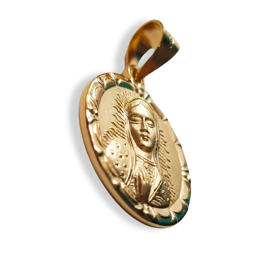 Medalla Rostro Virgen de Guadalupe con cadena - Oro 14k Laminado - Modelo BA16