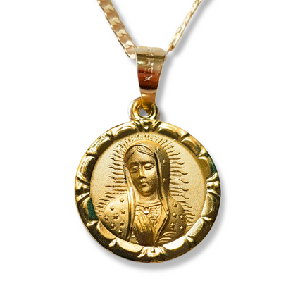 Medalla Rostro Virgen de Guadalupe con cadena - Oro 14k Laminado - Modelo BA16