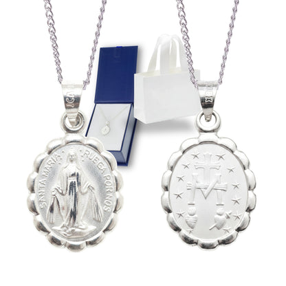 Medalla Virgen de la medalla Milagrosa con cadena - Plata esterlina 925