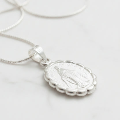 Medalla Virgen de la medalla Milagrosa con cadena - Plata esterlina 925