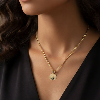 Medalla Escapulario Virgen del Carmen y Sagrado Corazón de Jesús - Oro 14k Laminado Sin Cadena