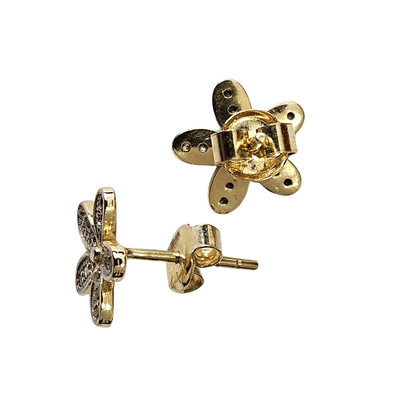 Juego de broqueles flor - Oro 10K Sólido