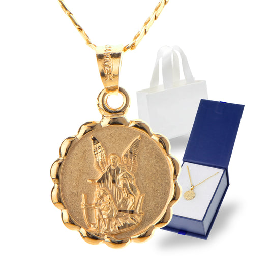 Medalla Ángel de la Guarda con cadena - Oro 14K laminado - Modelo Turín