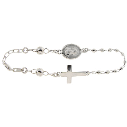 Pulsera Decenario Virgen de Guadalupe y Sagrado Corazón de Jesús - Plata esterlina 925 y Rodio