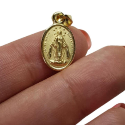 Medalla Virgen Milagrosa con cadena - Oro 14k laminado