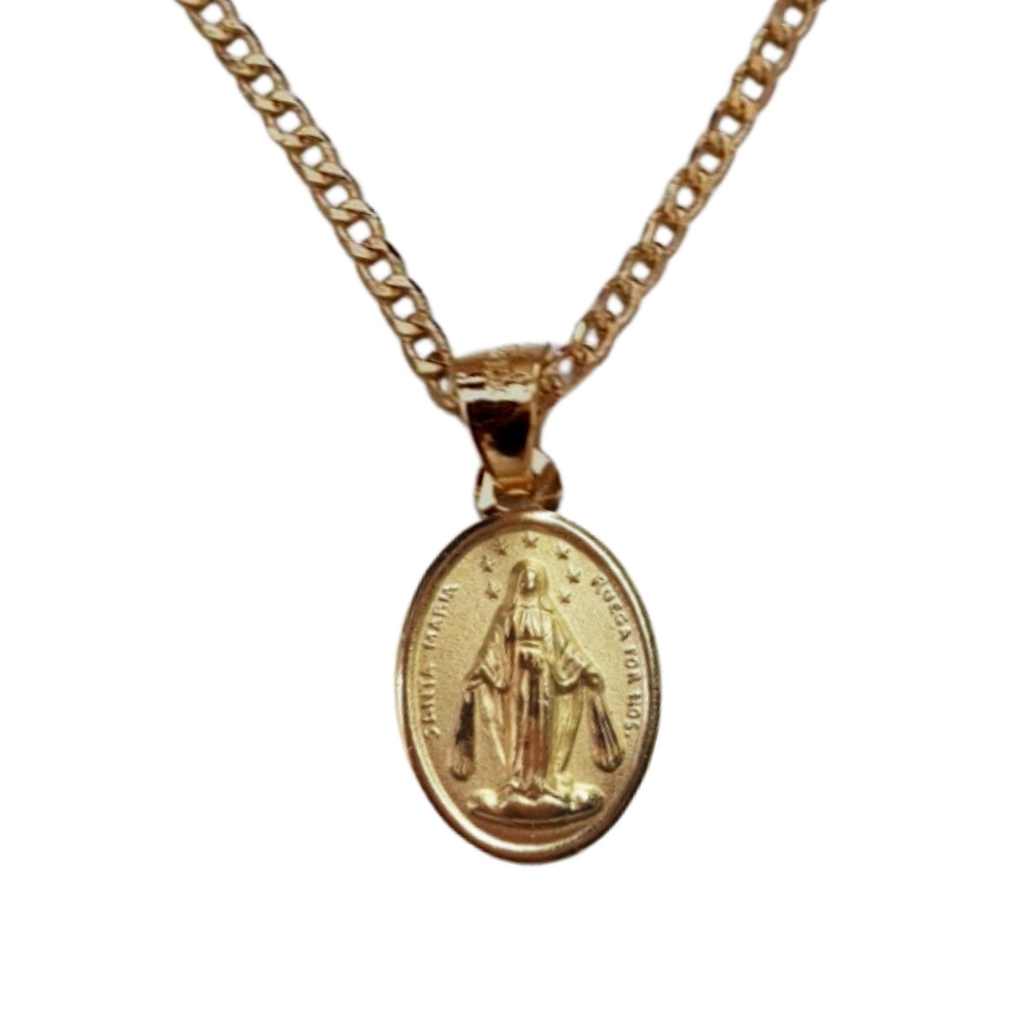 Medalla Virgen Milagrosa con cadena - Oro 14k laminado