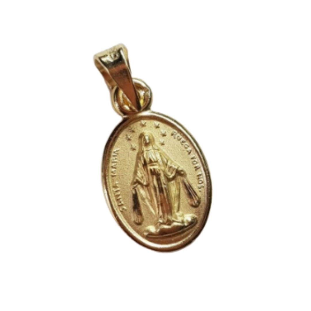 Medalla Virgen Milagrosa con cadena - Oro 14k laminado