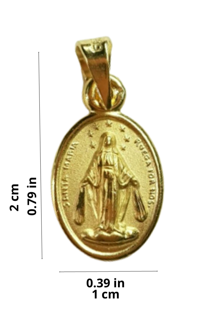 Medalla Virgen Milagrosa con cadena - Oro 14k laminado