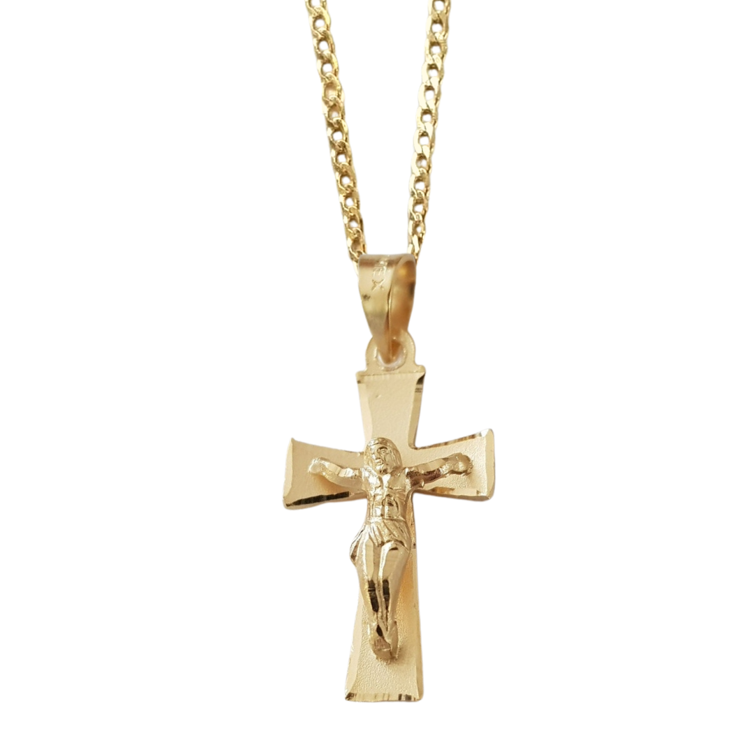 Cruz Cristo con cadena - Oro 14K Laminado - Modelo C-11