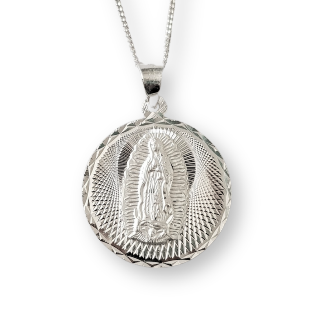 Medalla Virgen de Guadalupe con cadena - Plata esterlina 925