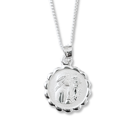 Medalla Niña Primera comunión con cadena - Plata esterlina 925