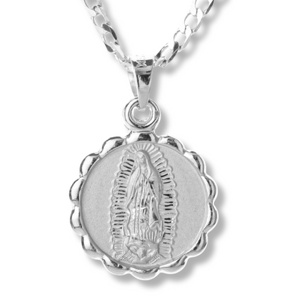 Medalla Virgen de Guadalupe con cadena - Oro 14K laminado - Modelo Turín