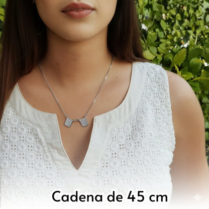 Escapulario Virgen del Carmen y Sagrado Corazón de Jesús con cadena - Plata 925