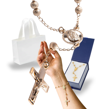 Pulsera Decenario Virgen de Guadalupe con cristo - Oro 14k laminado azucarado