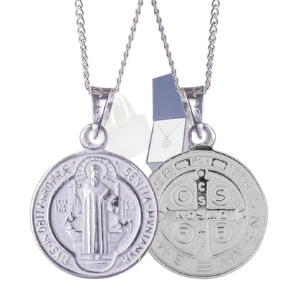 Medalla San Benito con cadena - Plata 925