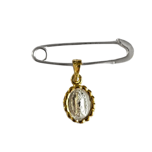 Segurito Virgen de Guadalupe - Plata esterlina 925 y Baño de Oro 14k - Modelo Verona