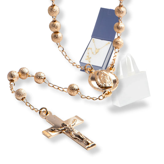 Rosario Virgen de Guadalupe y Cristo - Oro 14k laminado - Azucarado