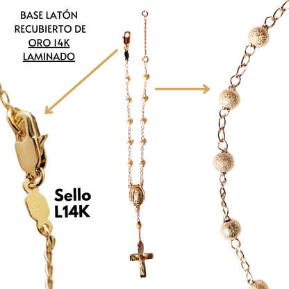 Pulsera Decenario Virgen de Guadalupe con cristo - Oro 14k laminado azucarado