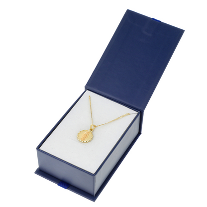 Medalla Virgen de Guadalupe con cadena - Oro 14K laminado - Modelo Turín