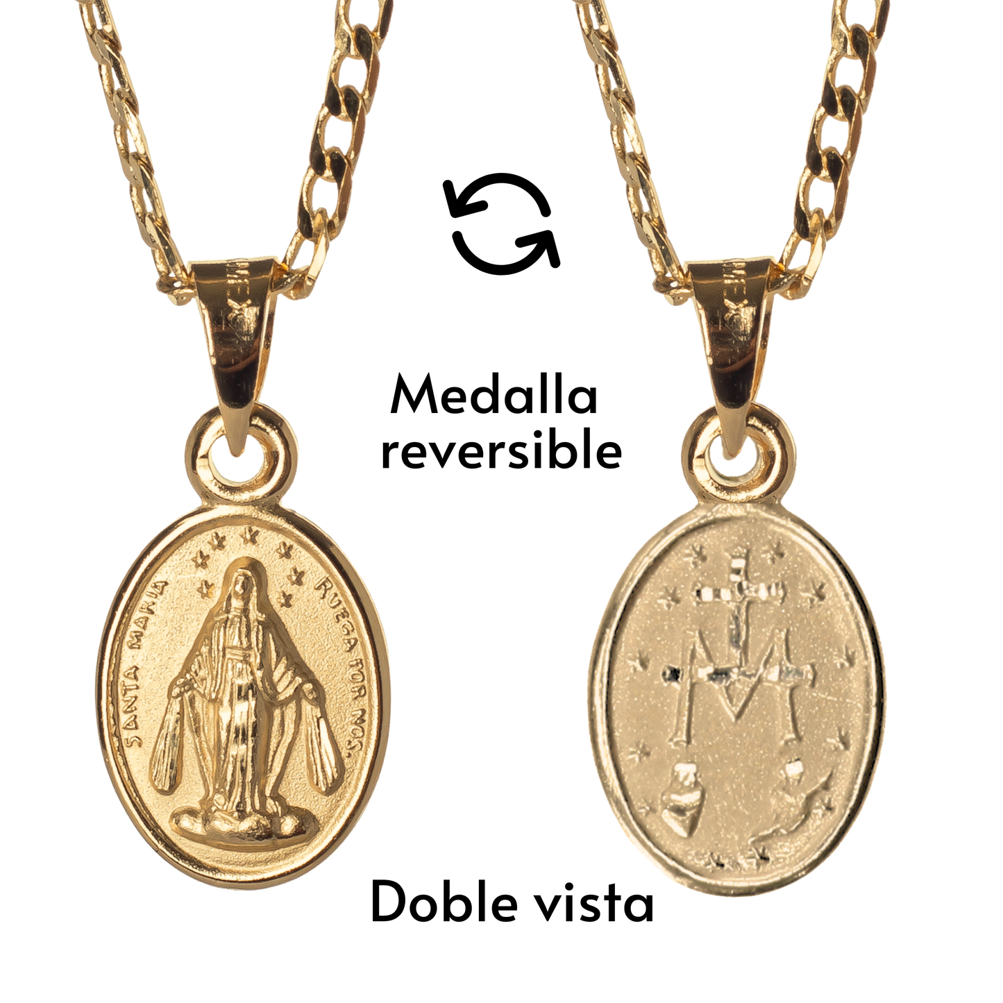 Medalla Virgen Milagrosa con cadena - Oro 14k laminado