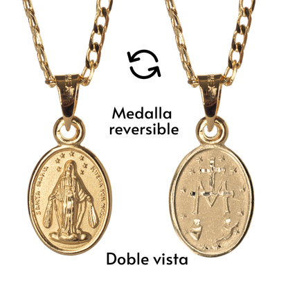 Medalla Virgen Milagrosa con cadena - Oro 14k laminado