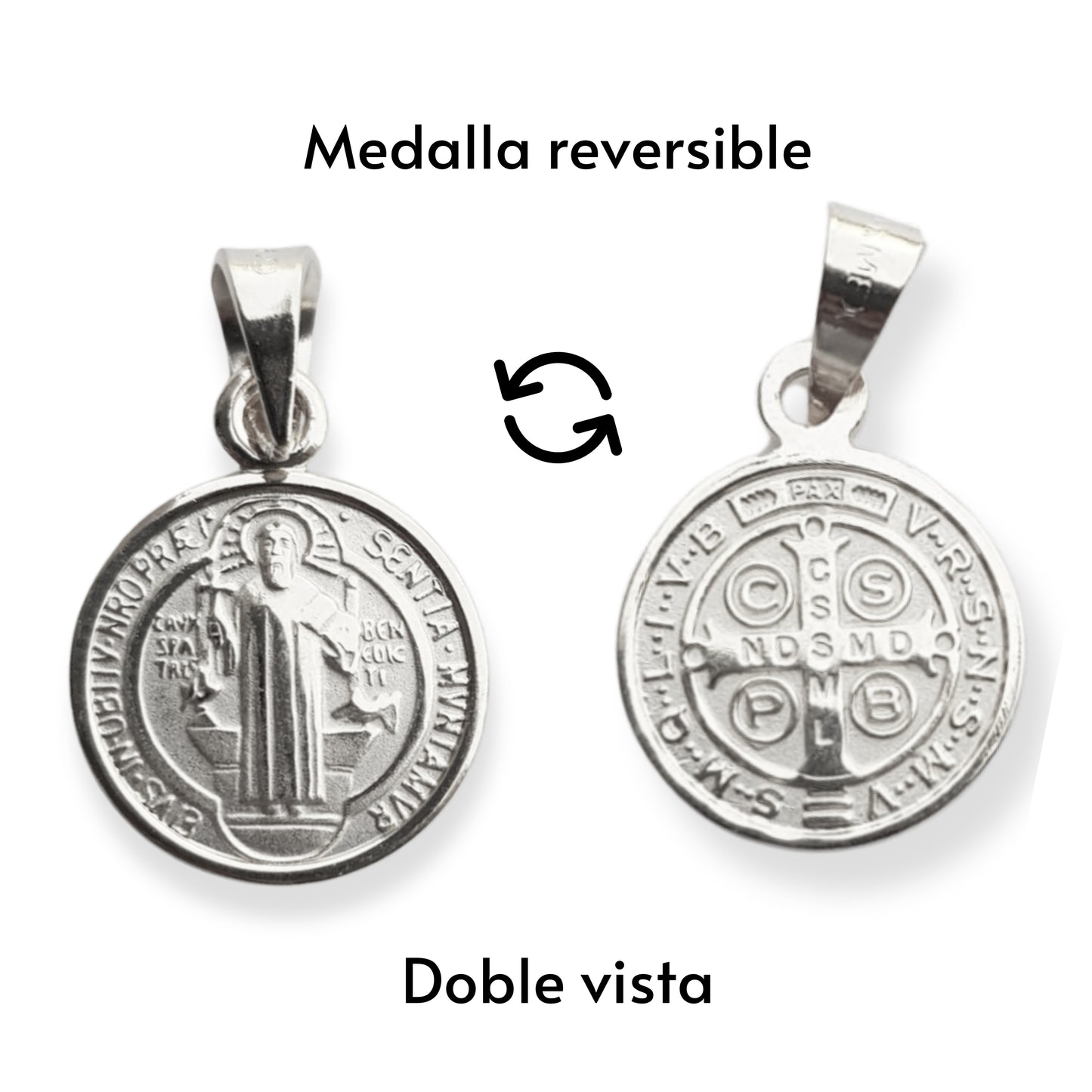 Medalla San Benito con cadena - Plata 925