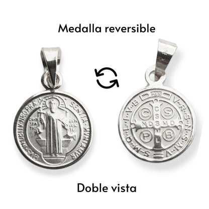Medalla San Benito con cadena - Plata 925
