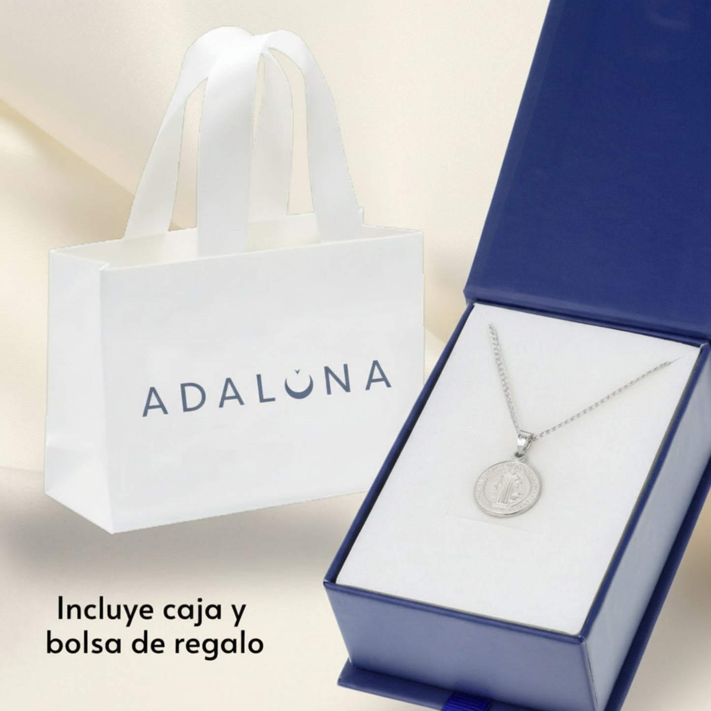 Medalla San Benito con cadena - Plata 925