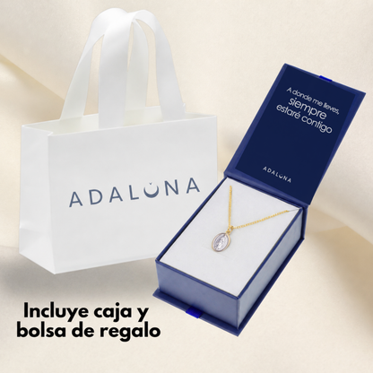 Medalla Virgen de Guadalupe con cadena - Plata esterlina 925 - Bisel Baño de Oro 14k