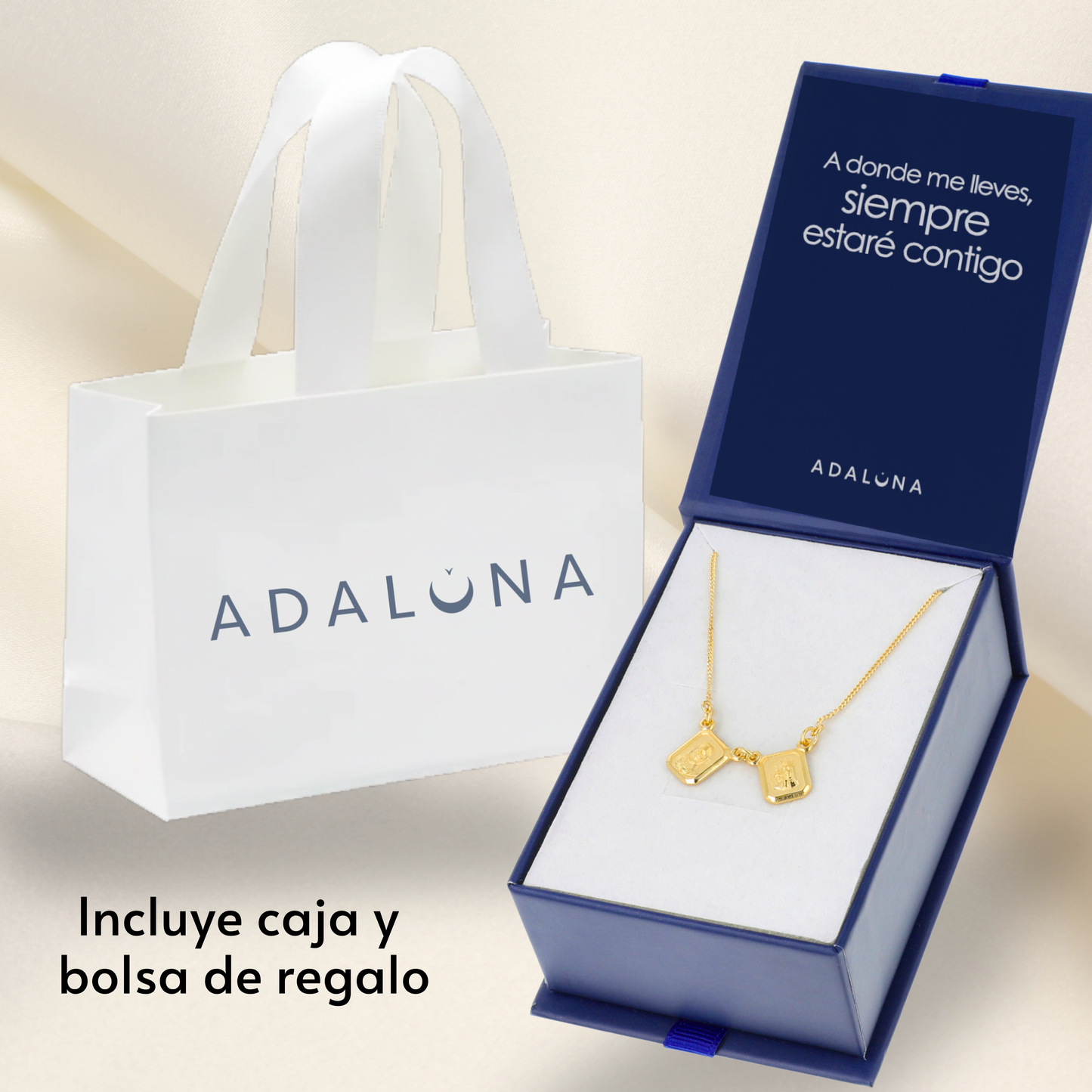 Escapulario Virgen de Guadalupe y Sagrado Corazón de Jesús - Oro 14K Laminado base plata 925