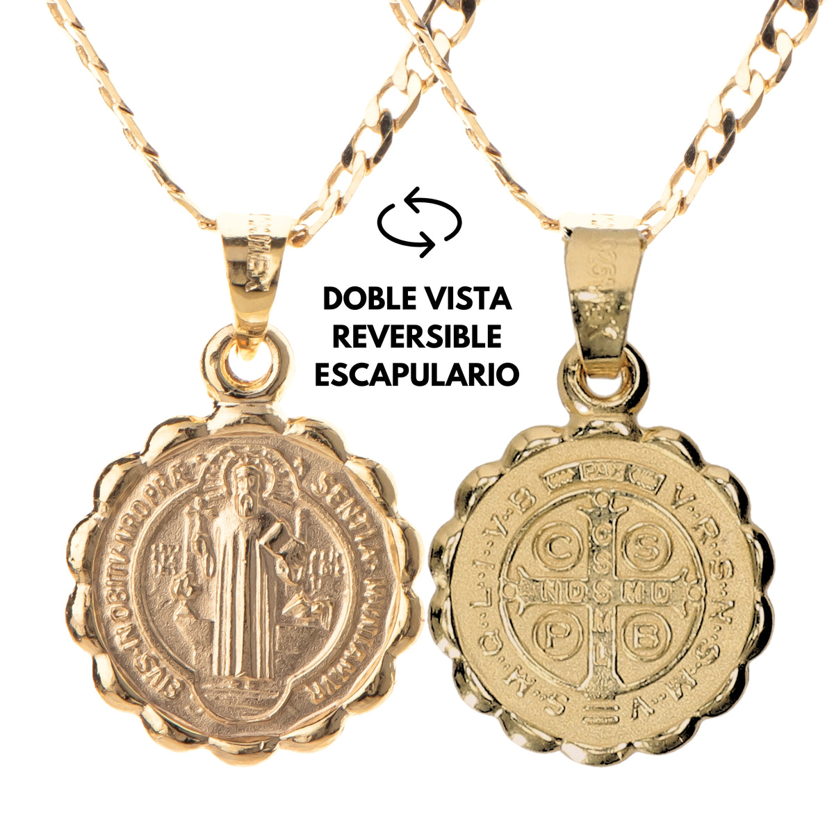 Medalla San Benito con cadena - Oro 14k laminado